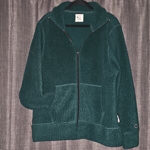Champion Green Teddy Jacket Cozy Fleece Outerwear Xl